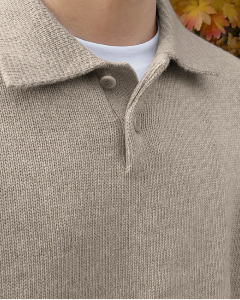 Woll-Half-Zip mit Knöpfen