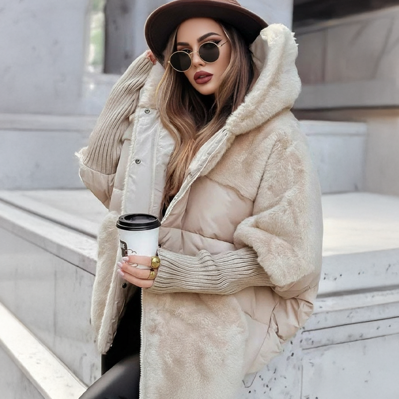 Damen Oversized Pufferjacke mit Kapuze