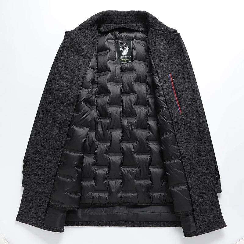 Trenchcoat aus Wolle mit Futter aus Entendaunen