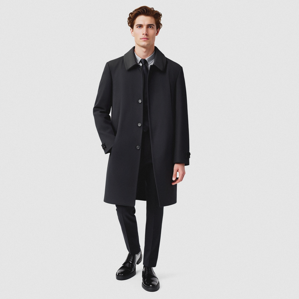 Trenchcoat aus Wolle mit Futter aus Entendaunen