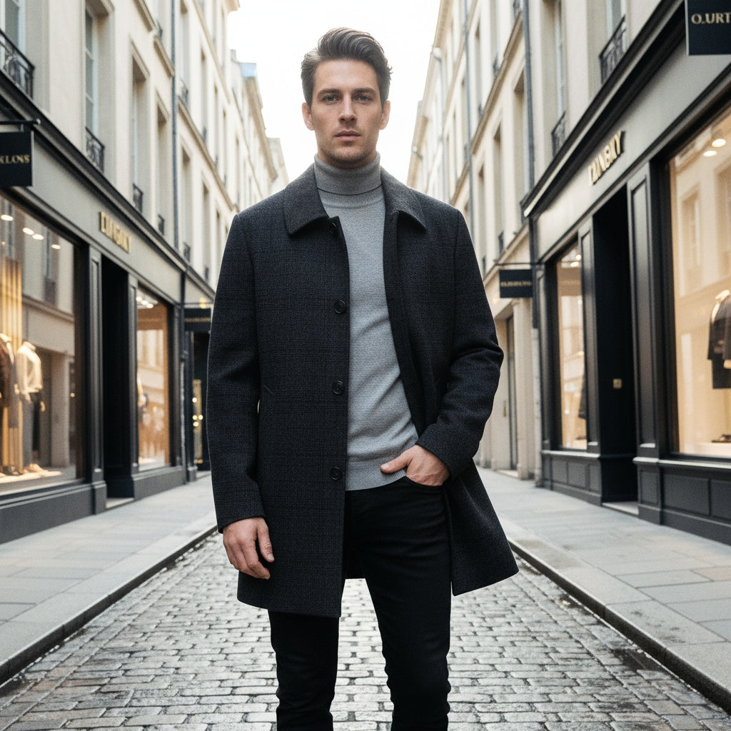 Trenchcoat aus Wolle mit Futter aus Entendaunen